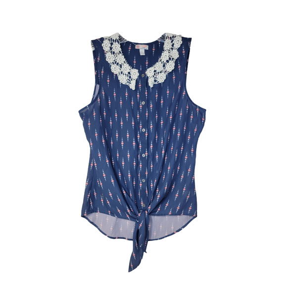 Marvel by Her Universe Captain America Semi-Sheer Tie Front Blouse Blue Size M - Picture 2 of 8